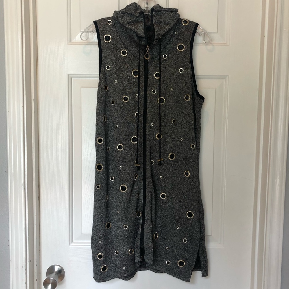 Berek Zipper Vest Jewel Grommet Accent